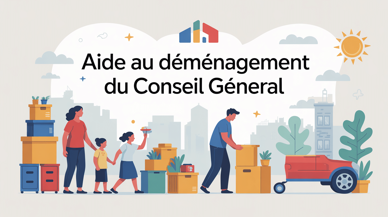 Aide au déménagement conseil général illustration famille déménage