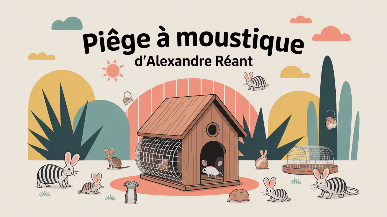 alexandre reant piege a moustique illustré dans un jardin
