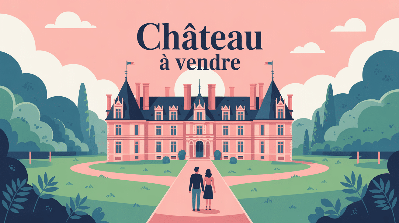 illustration chateau a vendre majestueux parc verdoyant