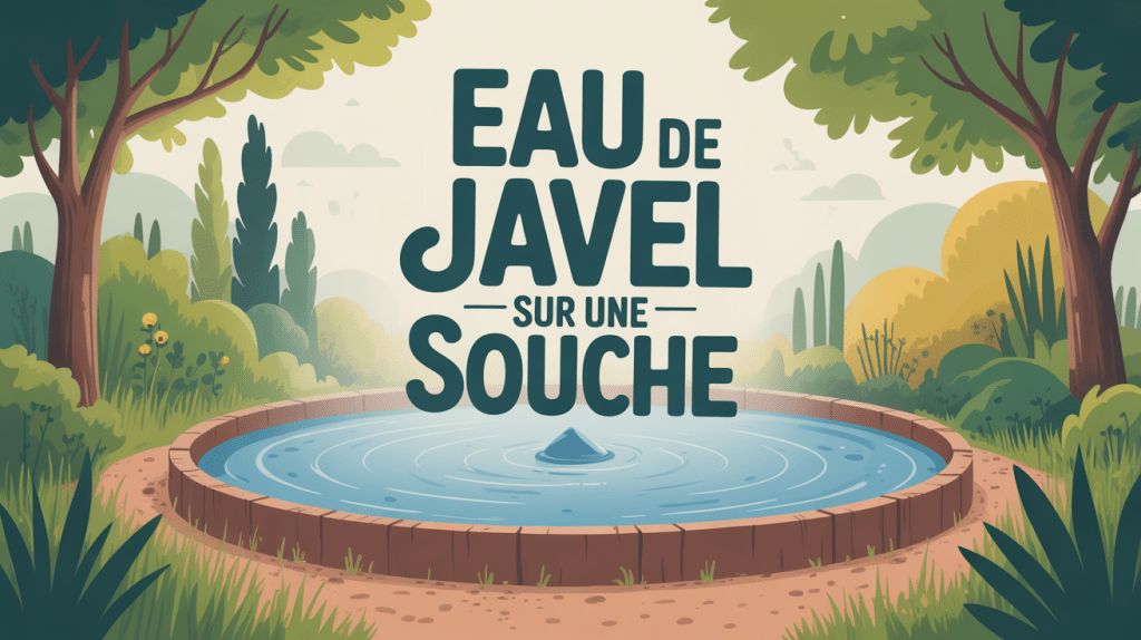 illustration détruire souche eau de javel dans jardin