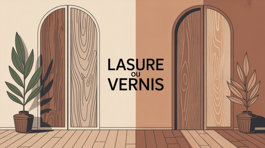 Image montrant difference entre lasure et vernis sur boiserie