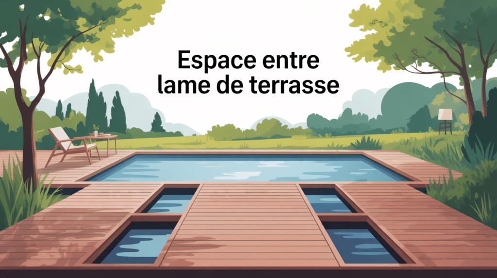 Illustration moderne espace entre lame de terrasse bois