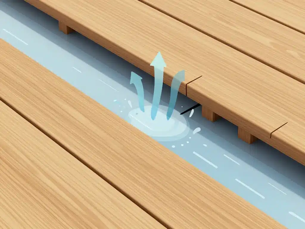 Diagramme conceptualisé espace entre lame de terrasse