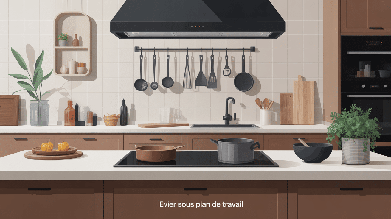 evier sous plan de travail en cuisine contemporaine