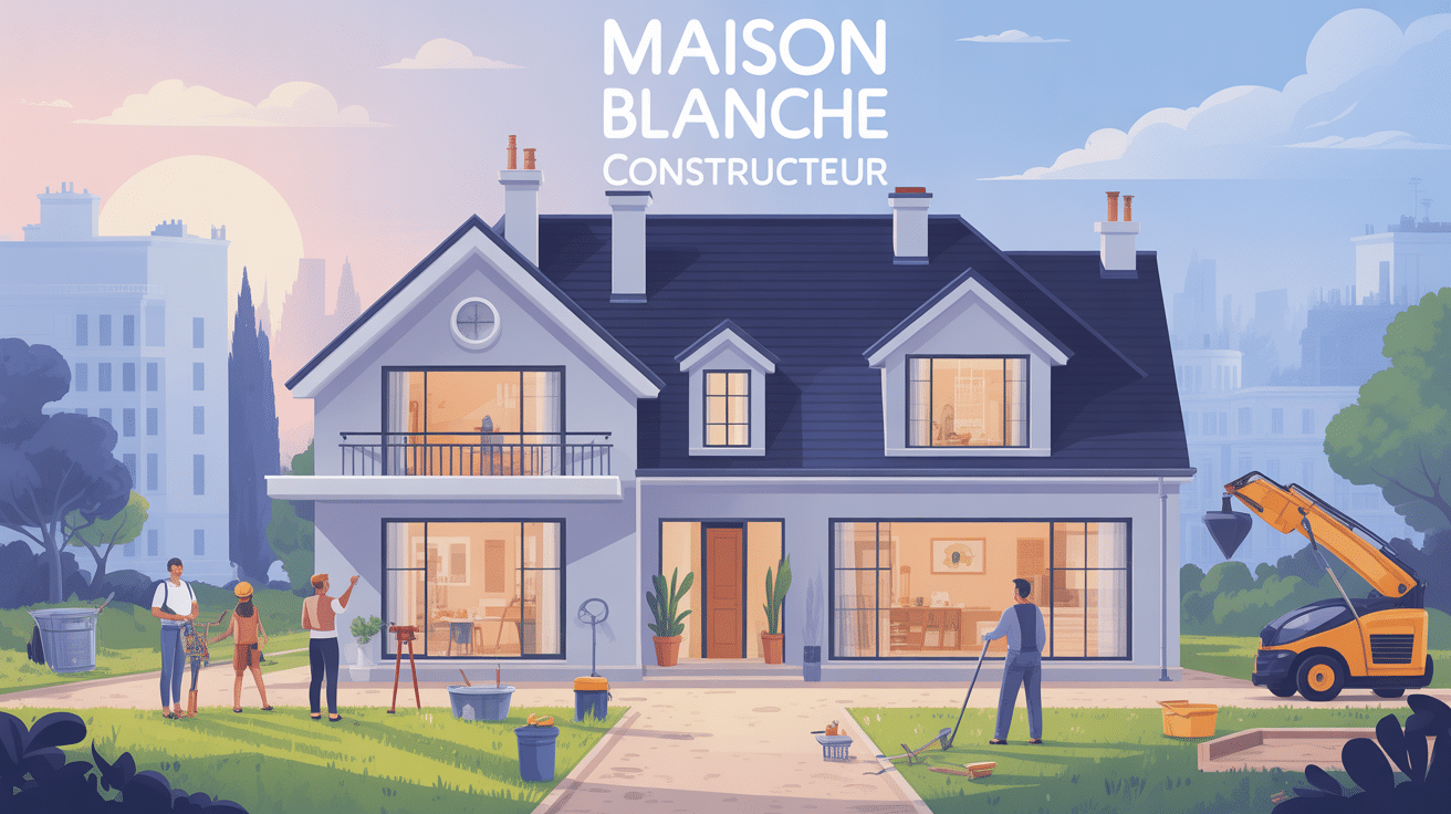vue globale maison blanche constructeur illustration moderne