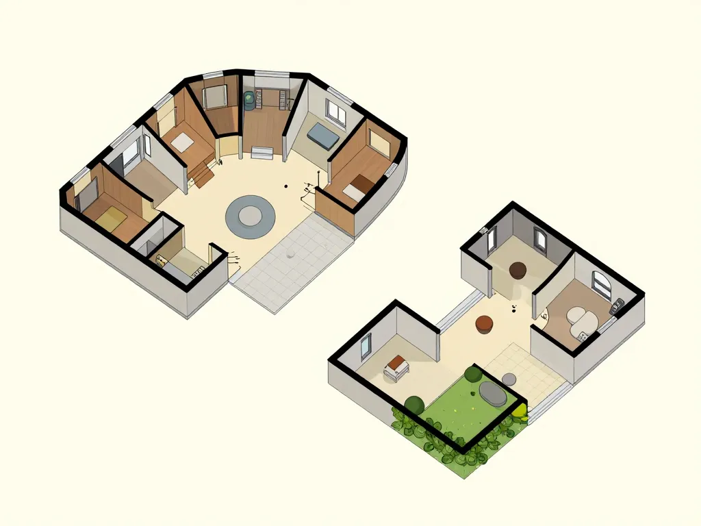 plan maison tunisienne avec patio central et jardin lateral