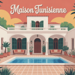 maison tunisienne avec patio central et terrasse traditionelle