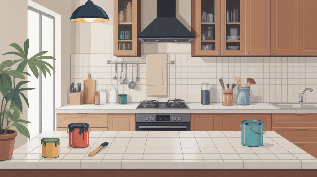 peindre carrelage cuisine plan de travail ambiance moderne