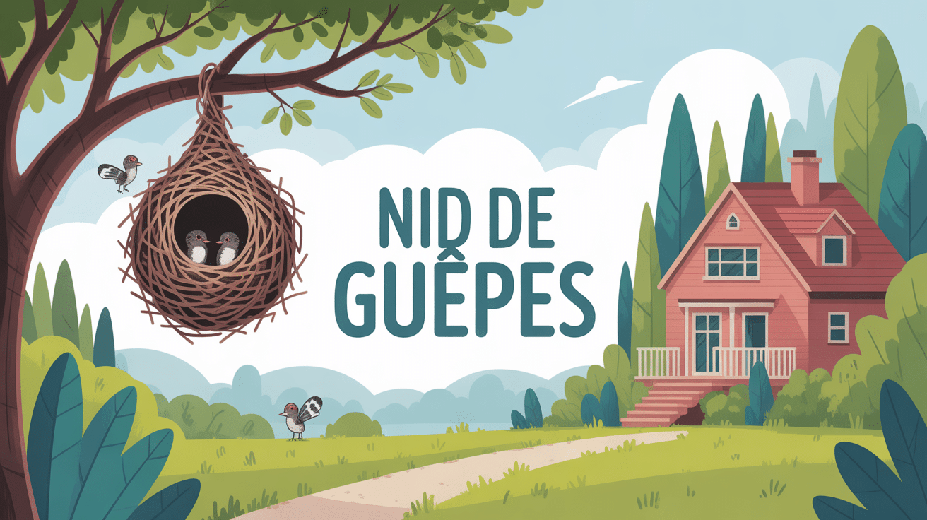 peut-on laisser un nid de guêpes illustration colorée maison arbre