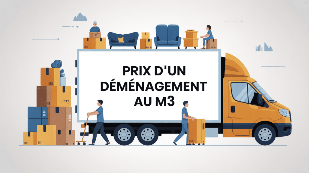 prix d'un demenagement au m3 illustration cartons et camion