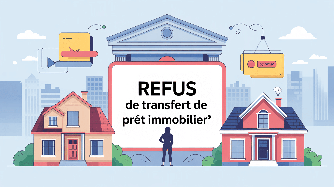 refus transfert de prêt immobilier illustration banque et maisons