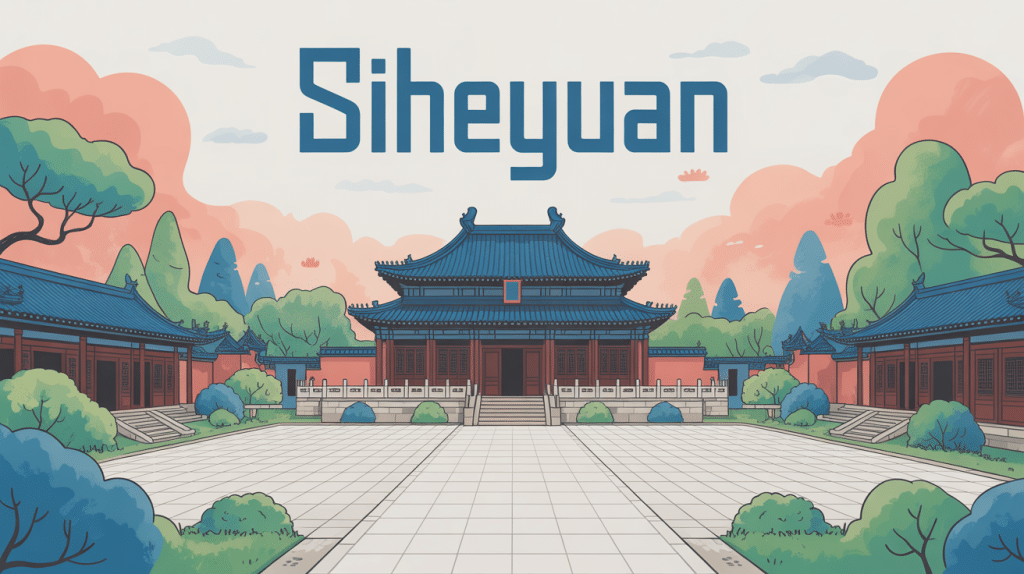 Illustration siheyuan cour carrée emblématique Pékin