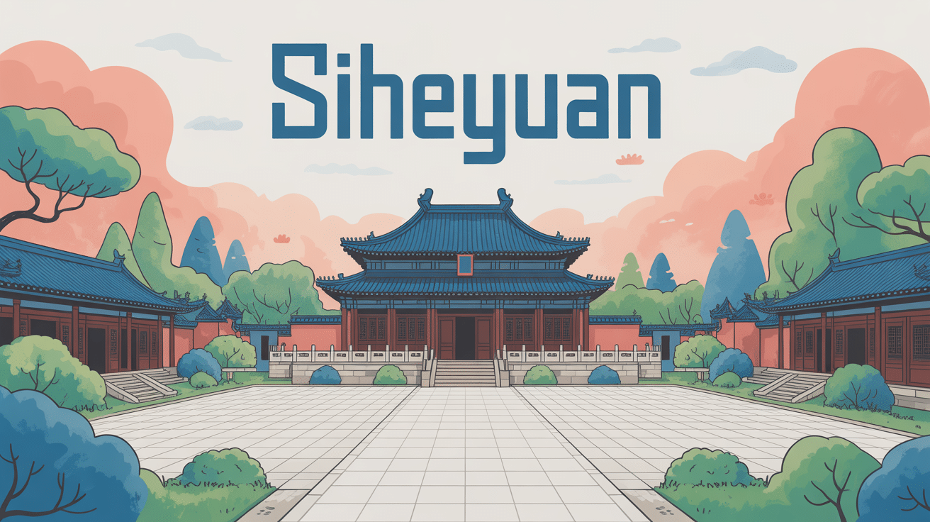 Illustration siheyuan cour carrée emblématique Pékin