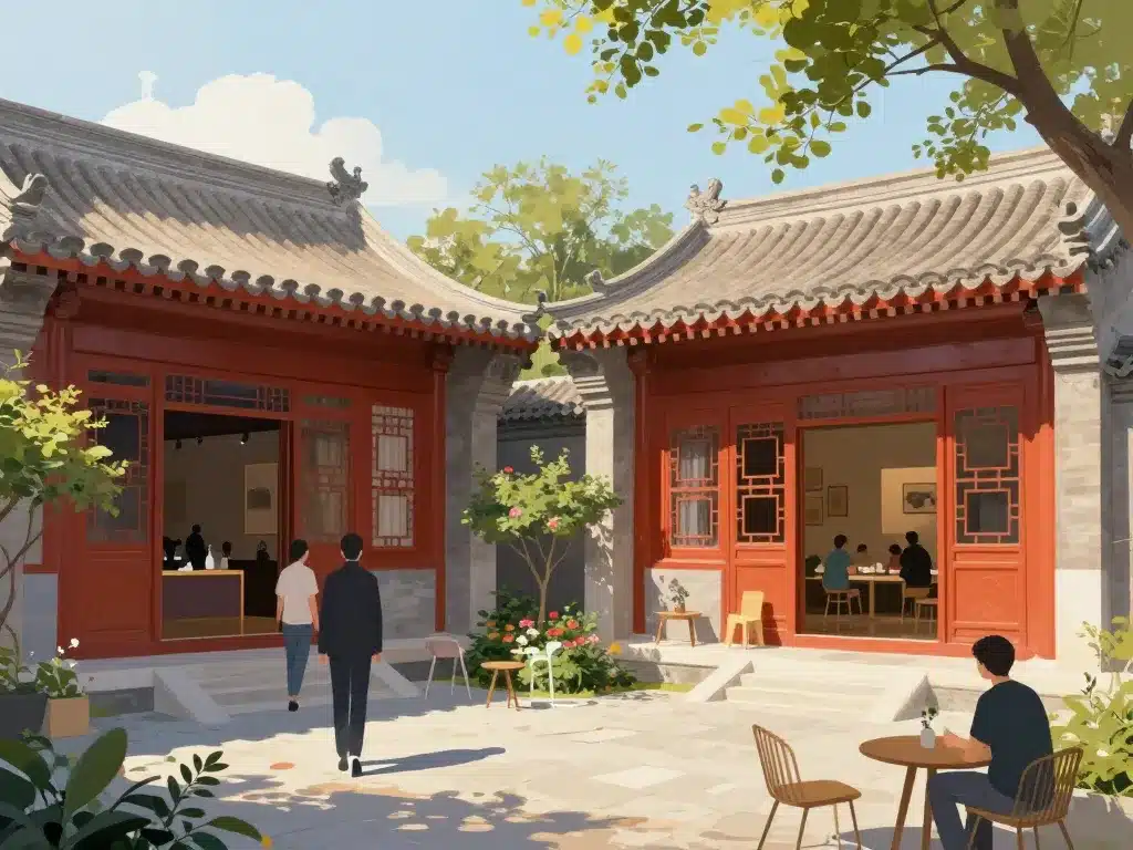 Cour siheyuan restaurée vie contemporaine Pékin
