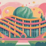 illustration stylisée waldspirale avec formes organiques et toit vert