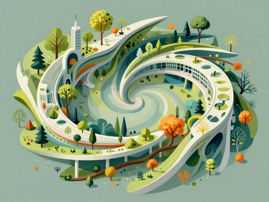 illustration symbole waldspirale fusion nature et architecture