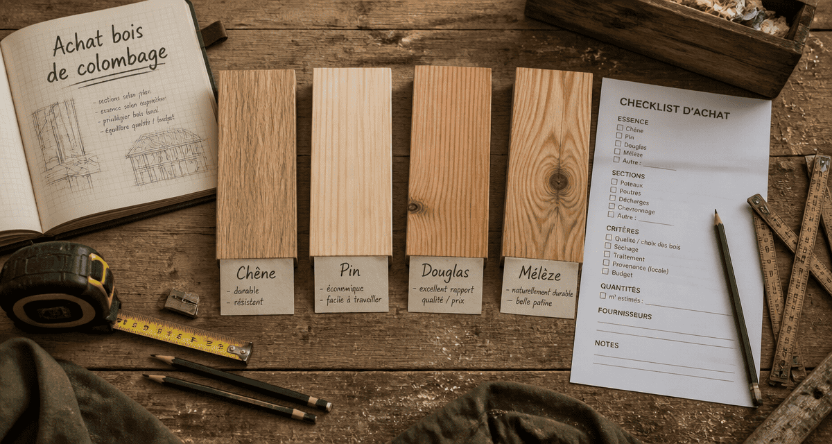 achat bois pour colombage échantillons et checklist
