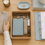 Aide rangement maison avec plan de travail organisé