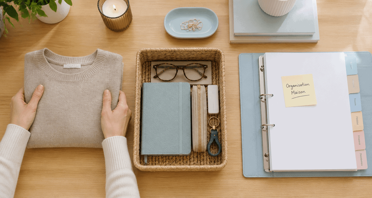 Aide rangement maison avec plan de travail organisé
