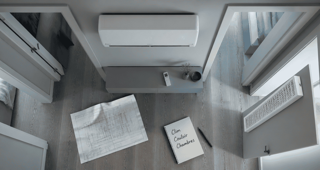 clim dans couloir pour refroidir les chambres, photo couloir moderne avec clim