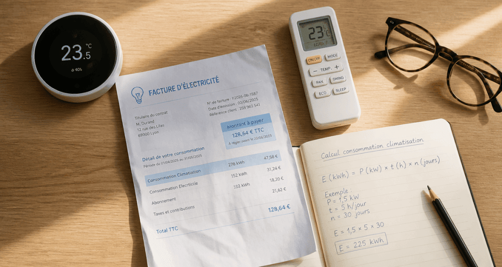 consommation electrique climatiseur reversible table calcul