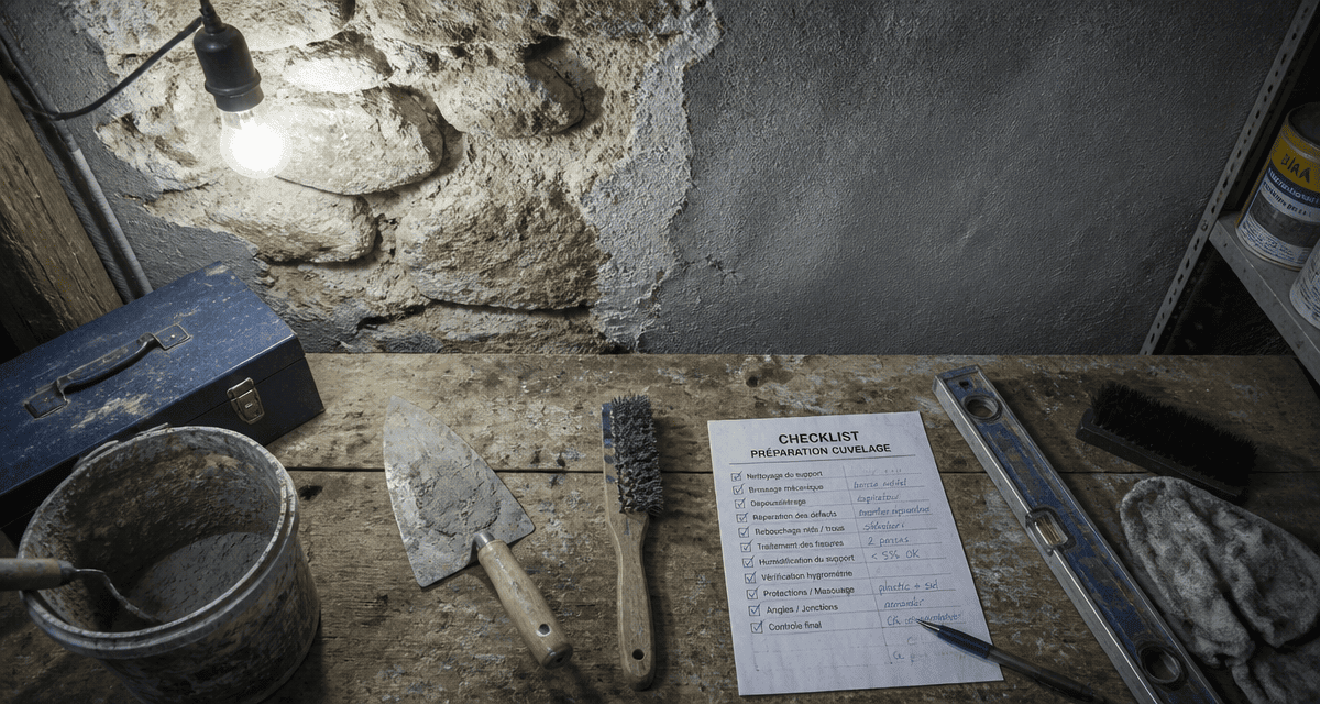 cuvelage mur outils préparation