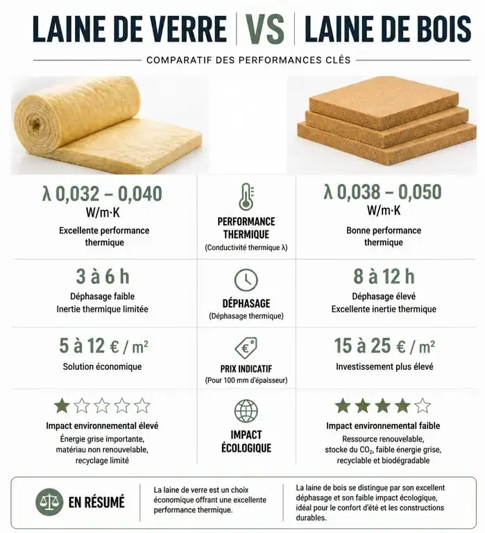 Comparatif laine de verre vs laine de bois pour l'isolation thermique