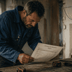les artisans du batiment vérifient un devis dans un atelier