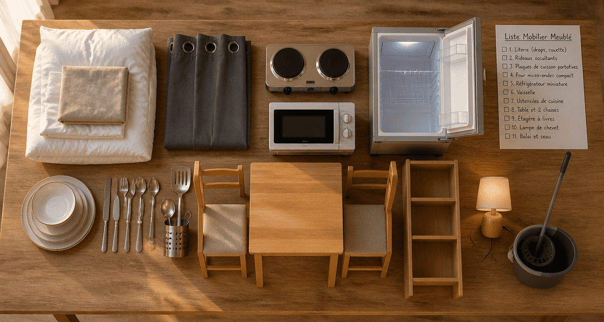 liste mobilier location meublée pdf sur une table