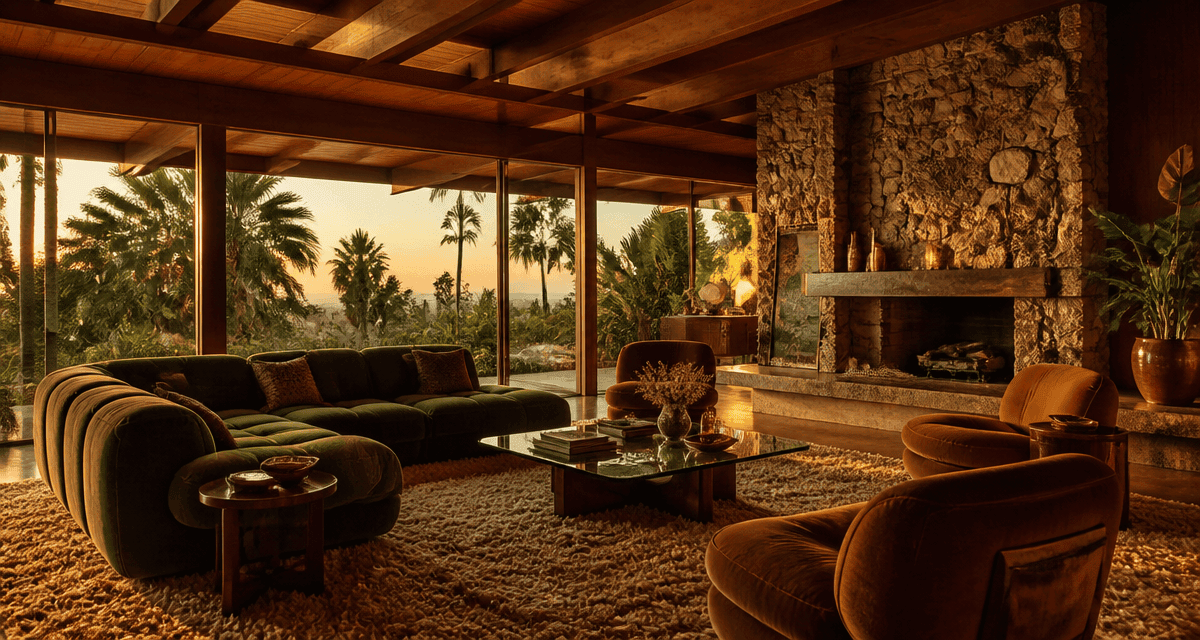 maison californienne année 70 salon baies vitrées