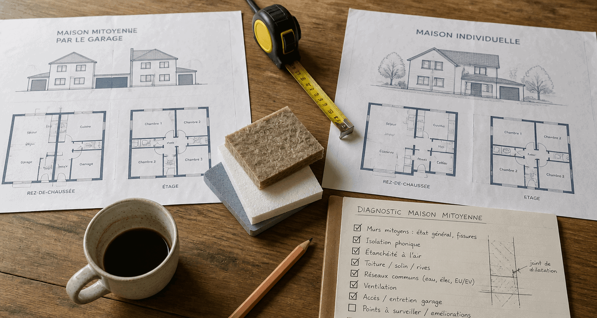 Plans maison mitoyenne par le garage sur table
