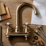 melangeur robinet cuisine chrome retro sur plan bois