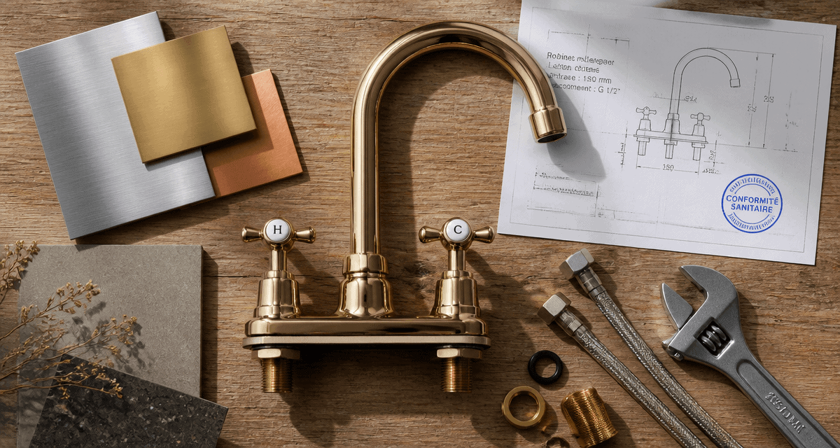 melangeur robinet cuisine chrome retro sur plan bois