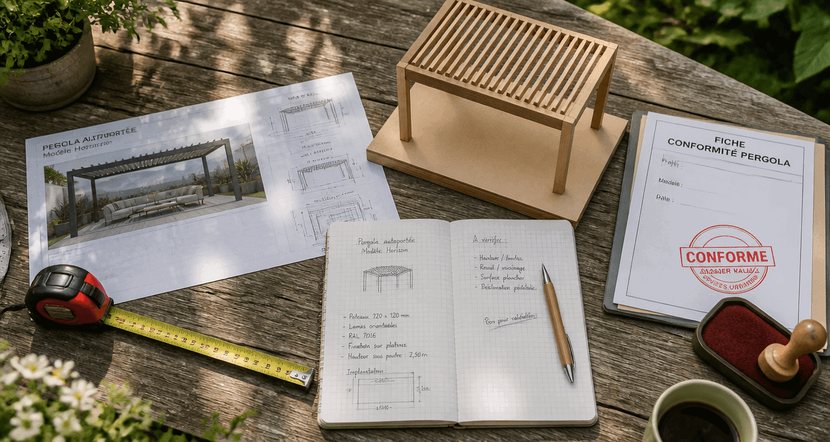pergola démontable sans autorisation sur table avec plans