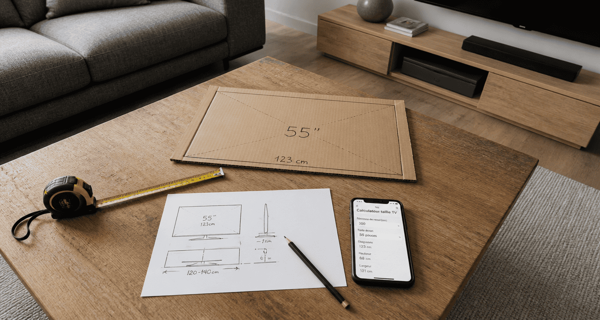 quelle taille de tv choisir pour un salon flat-lay calculateur croquis