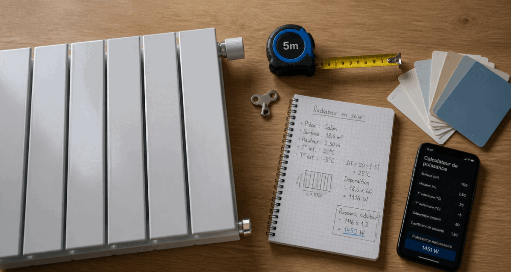 Radiateur en acier pour chauffage central sur plan de travail