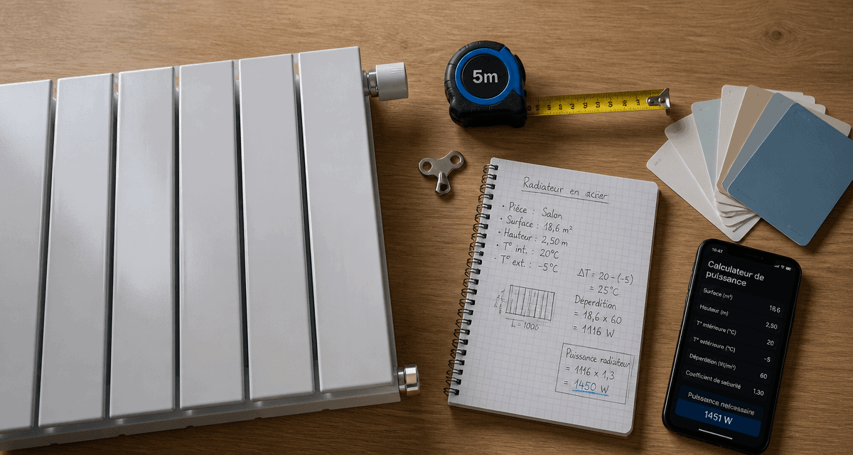 Radiateur en acier pour chauffage central sur plan de travail