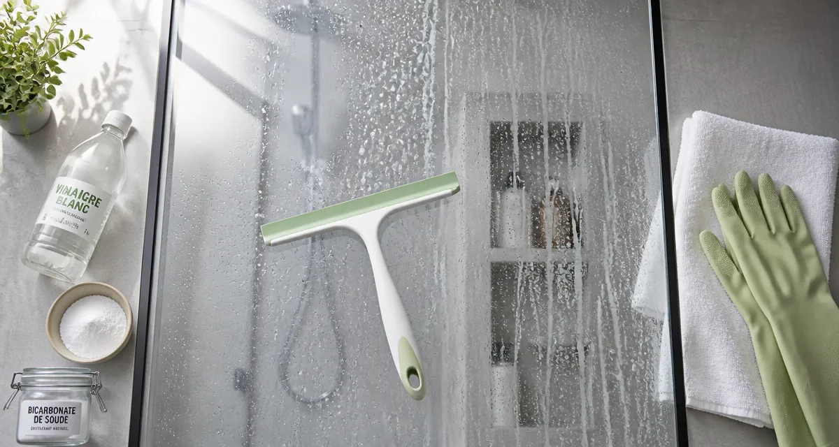 calcaire paroi douche nettoyée raclette vinaigre