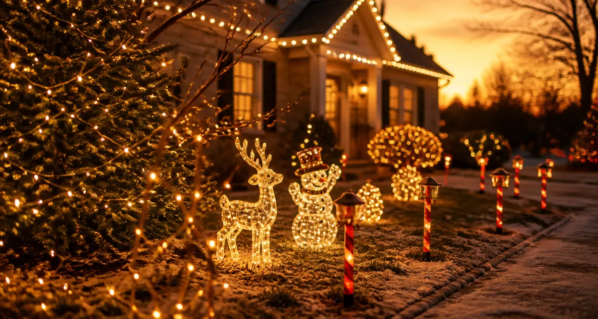 decoration noel exterieur jardin guirlandes led