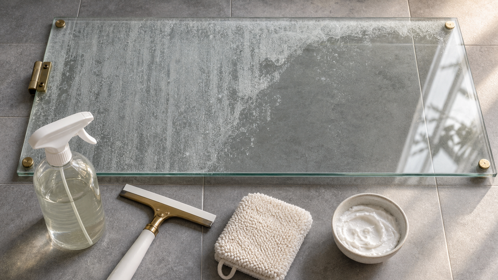 Vinaigre et bicarbonate pour enlever le calcaire sur les parois de douche, sans frotter