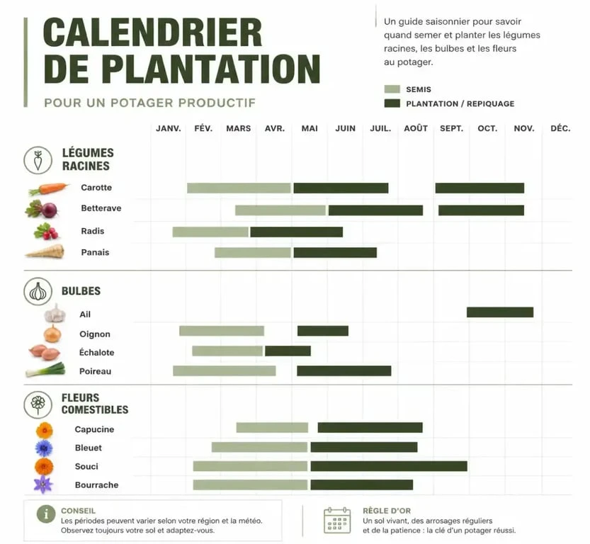 Calendrier de plantation au jardin pour savoir que planter en ce moment