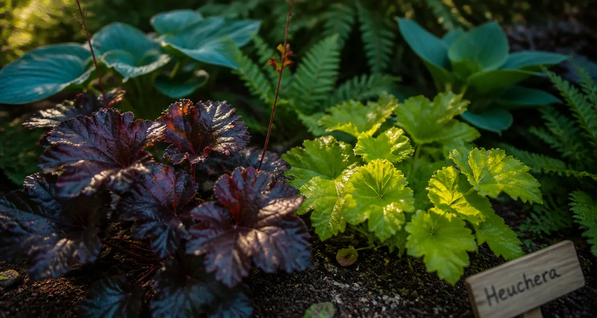 Les plus belles heuchères : feuillages noir-pourpre et vert chartreuse, au ras du sol