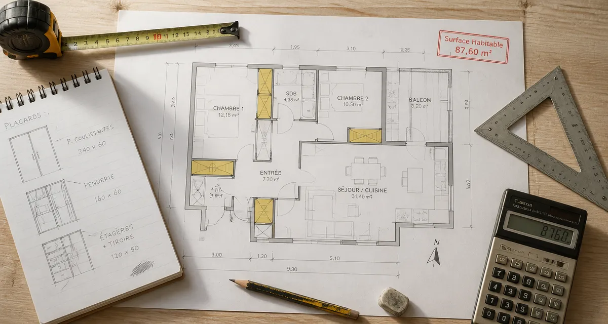 placard surface habitable sur plan