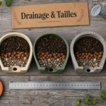 Pot de fleurs : matériaux et tailles idéales, avec drainage et dimensions