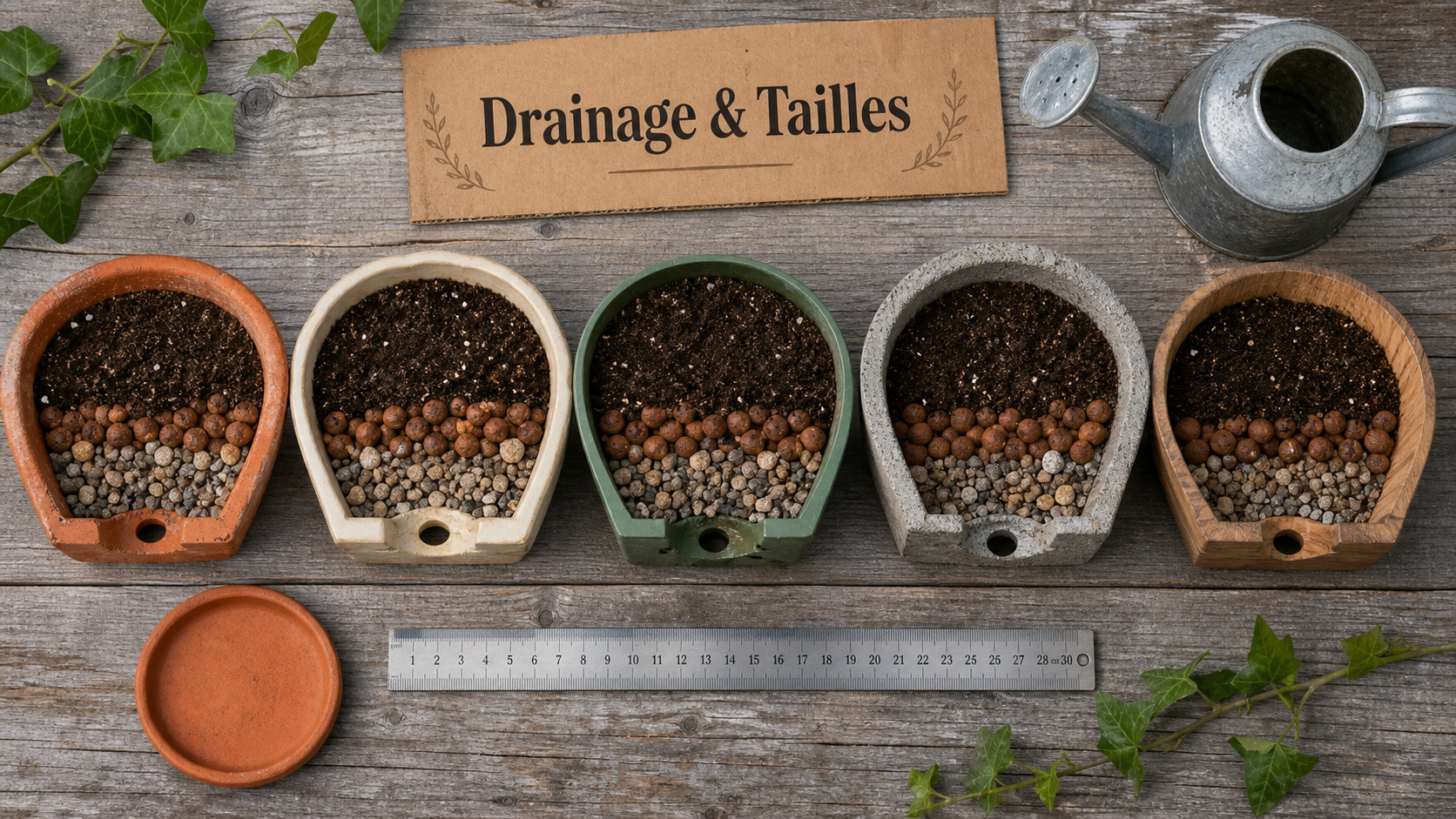 Pot de fleurs : matériaux et tailles idéales, avec drainage et dimensions