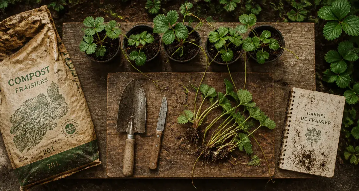 Que faire des vieux fraisiers : rosettes à replanter et biomasse à composter