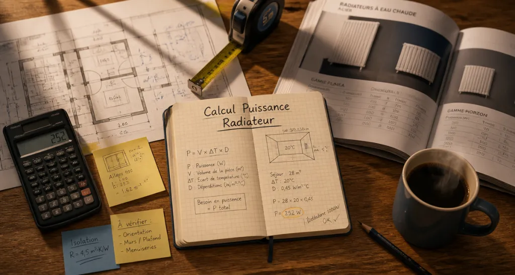 quelle puissance radiateur par m2 calcul sur plan de travail