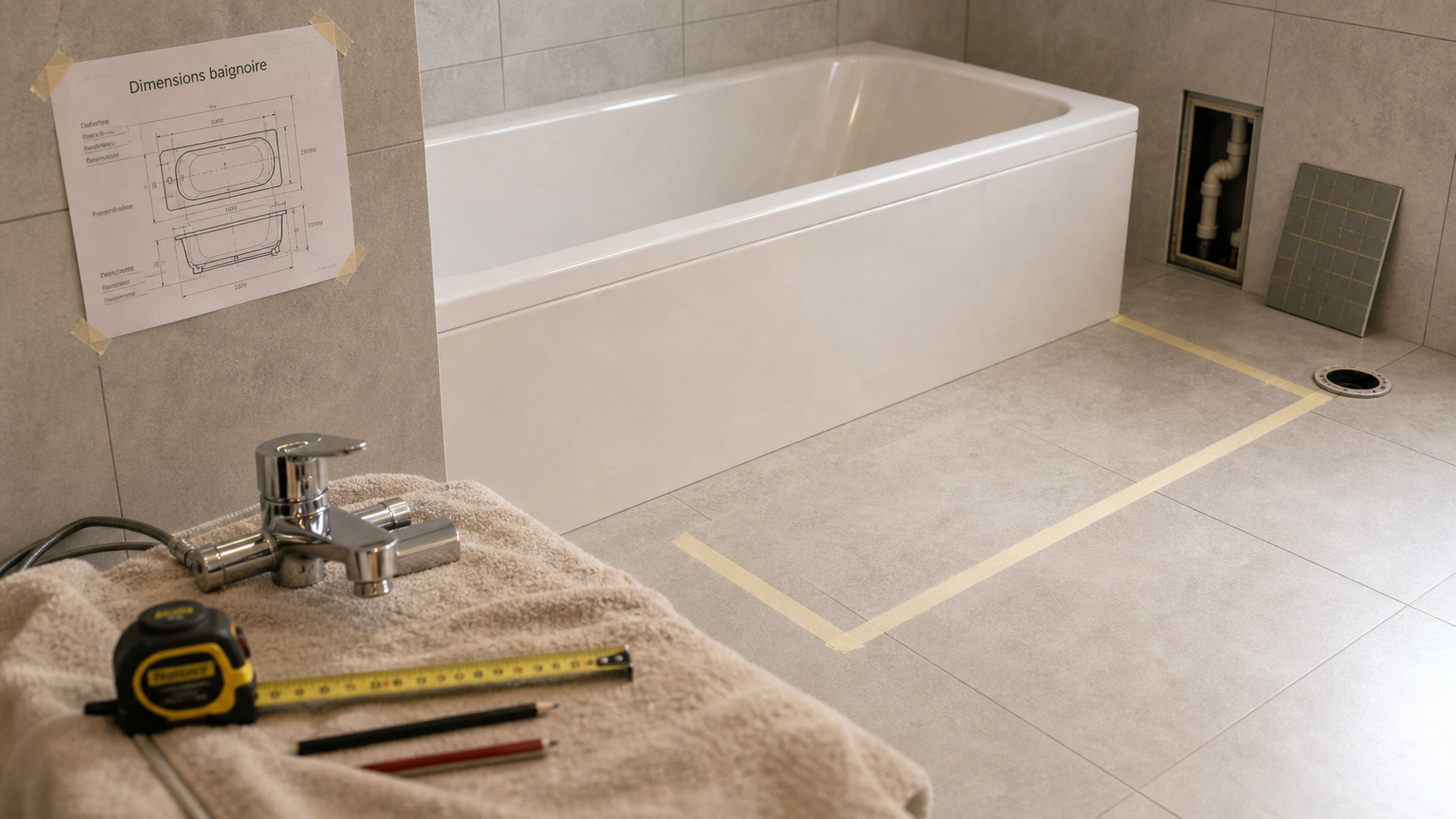 Baignoire de salle de bain : mesure et dimensions pour choisir îlot, angle ou balnéo