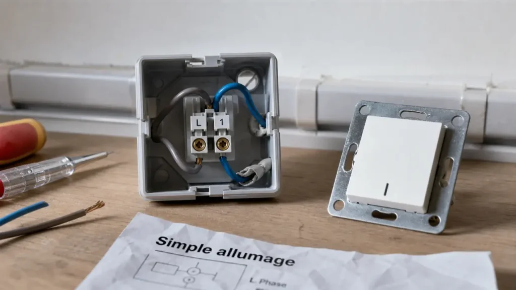 Câblage simple allumage : phase, retour lampe, neutre et erreurs à éviter