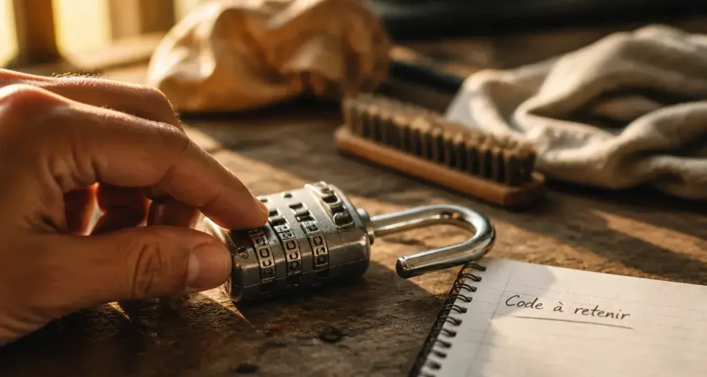 Code cadenas : molette du cadenas à code à régler